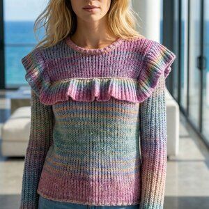 $425 LoveShackFancy Yumi Ruffle Alpaca wool Sweater S